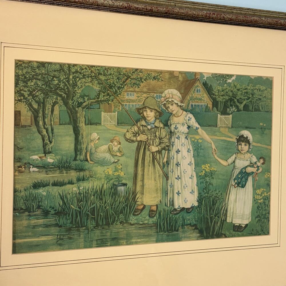 Kate Greenaway Framed Print Under the Window Victorian Cottagecore Art